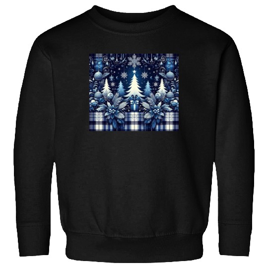 blue and white flannel christmas trees holiday Sweatshirts
