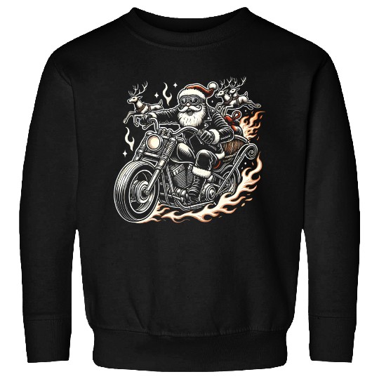 Biker Santa Reindeer Ride Christmas Adventure Sweatshirts