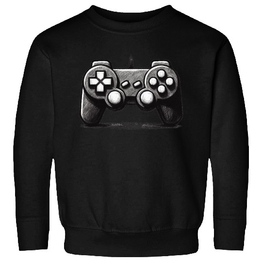 Gamer Controller Cartoon Charcoal Gaming Art 1 Sweatshirts