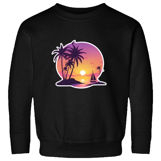 Palm Trees at Sunset Beach Sweatshirts