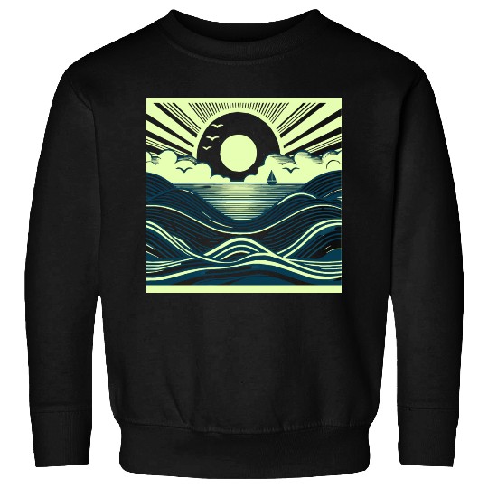 Ocean Sunrise Retro Wave Sailing Sweatshirts