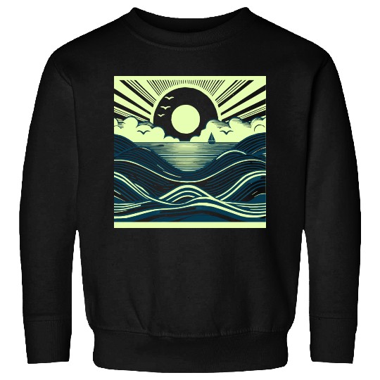 Ocean Sunrise Retro Wave Sailing Sweatshirts