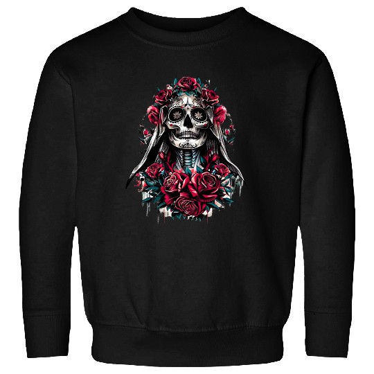 la Santa Muerte Saint Death Mexican Folklore skull Sweatshirts