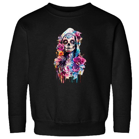 Santa Muerte Saint Mexican Folklore Dead Skull Sweatshirts