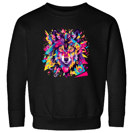 Majestic Pop Art Alpha Wolf - Vibrant Cool Sweatshirts