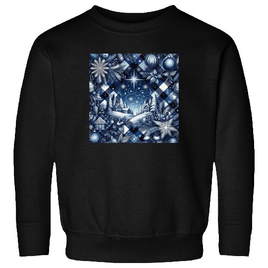 flannel blue and white christmas Sweatshirts