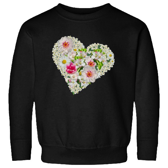 heart of flowers blossoms daisy tulip pink peony Sweatshirts