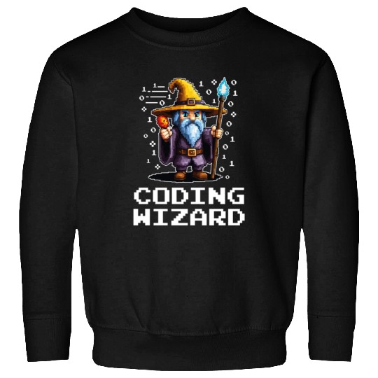 Funny Coding Wizard Pixel Fantasy Coder Magic Sweatshirts