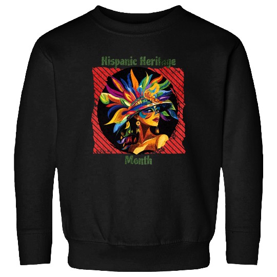 Elegant Hispanic Heritage Month Feathered Mask Sweatshirts