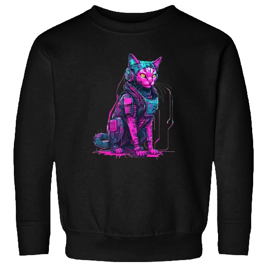 Cyber Warrior Cat Sweatshirts