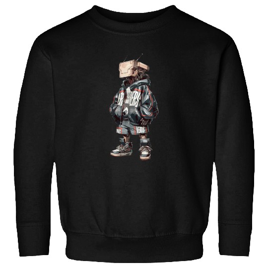 futuristic robot with a streetwear-inspired Sweatshirts