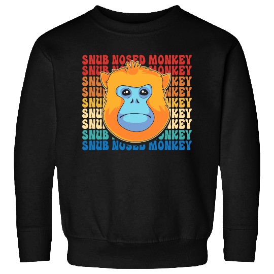 Retro Golden Snub Nosed Monkey Cute Monkey Face Sweatshirts