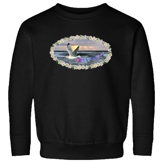 sea beach sunset seagull kitsch flashy magic Sweatshirts