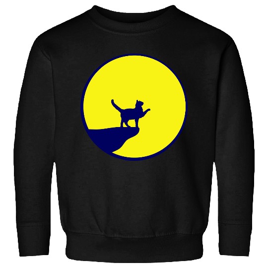Cat Moon Cliff At Night Werewolf Round Howling Fun Sweatshirts