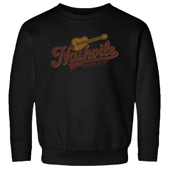 Nashville Music City Logo with Guitar Illustration Sweatshirts