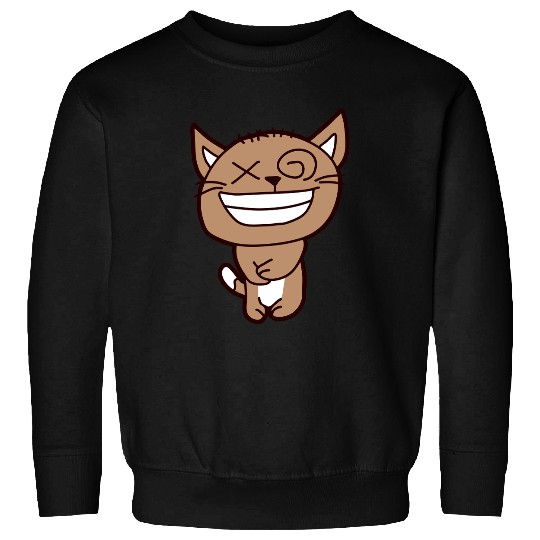 Crazy Cat Weird Funny Eyes Cool Grimace Cartoon Sweatshirts