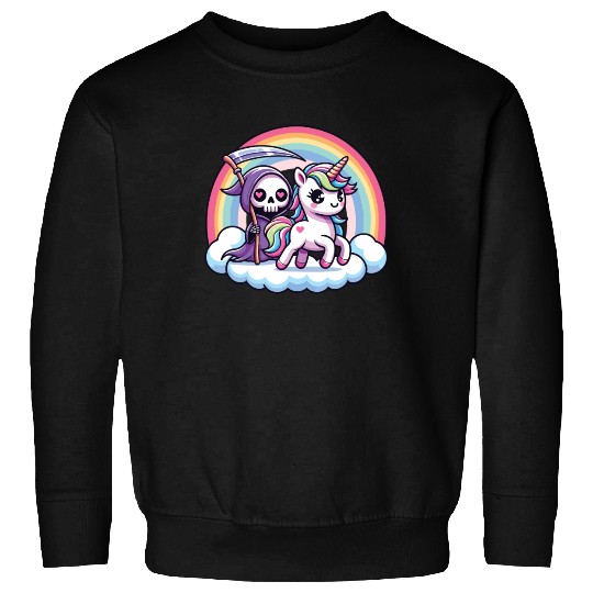 Cute Reaper And Unicorn Rainbow Sweatshirts