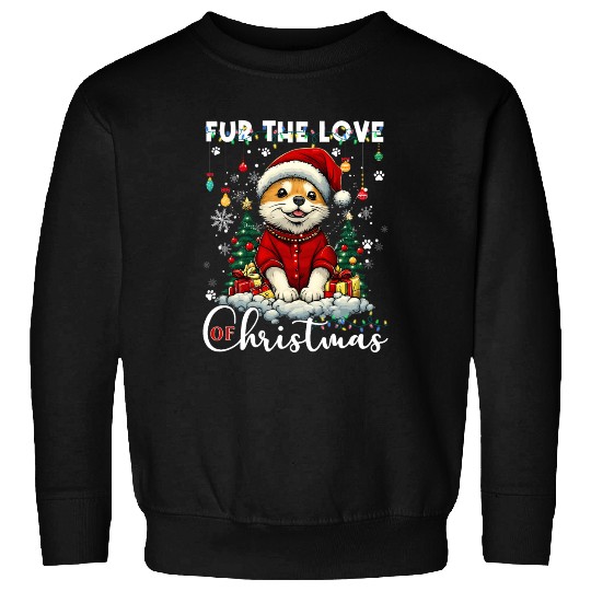 Akita Christmas Tree Lights Decorations Dog Lover Sweatshirts