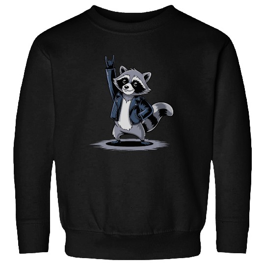 Rock On Raccoon in Jacket Sweatshirts