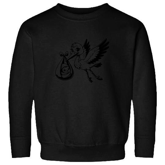 Adorable Stork with Baby Bundle Newborn Delivery Sweatshirts