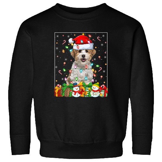 Havanese Dog Christmas Lights Sweatshirts