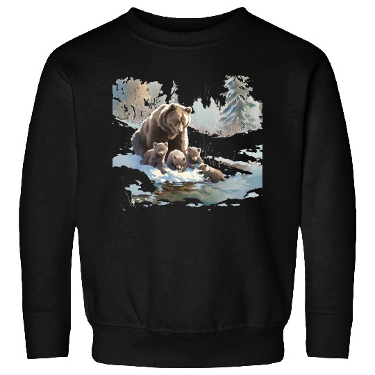 Retro 399 Grizzly Bears Wilderness Scene 90s Sweatshirts