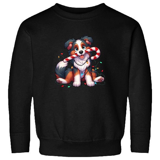 Christmas Dog Australian Shepard Lights Sweatshirts