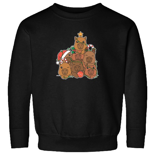 Capybara Christmas Tree Funny Animal Christmas Sweatshirts