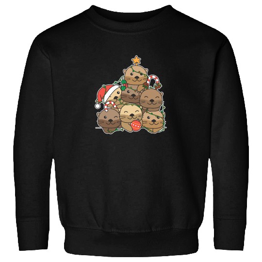 Otter Christmas Tree Funny Animal Christmas Sweatshirts