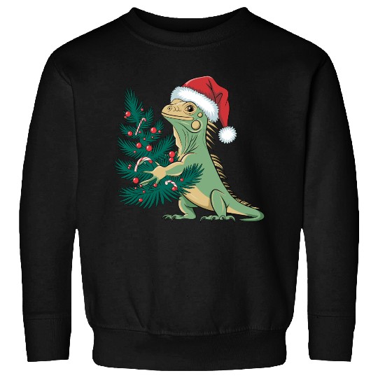 Christmas Tree Santa Iguana Sweatshirts