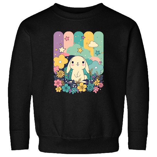 Cute Easter Bunny Surrounded By Flowers Sweatshirts