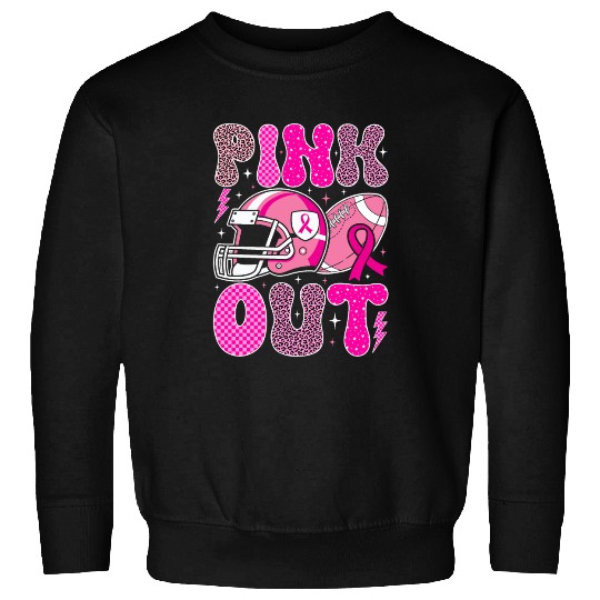 Pink Out Breast Cancer Football Mom Girls Women Sweatshirts