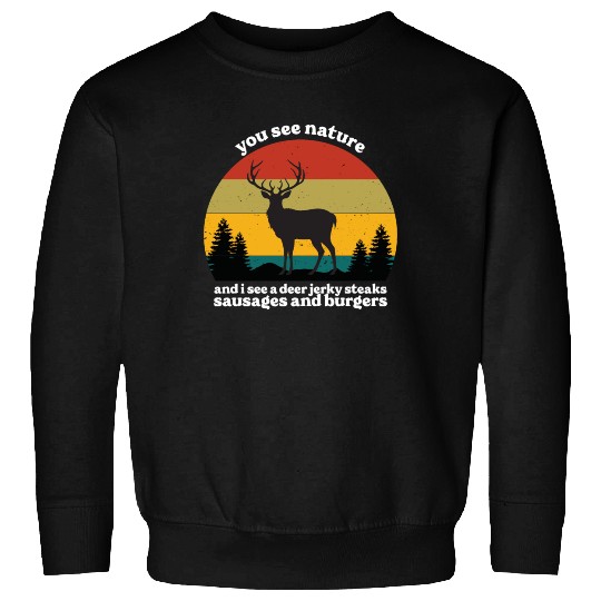 Funny Deer Hunting Nature Meat Lovers Retro Sweatshirts