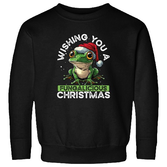 Merry Christmas Frog on Mushroom Cottagecore Sweatshirts
