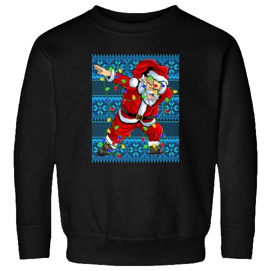 Dabbing Santa Christmas Tree Lights Sweatshirts