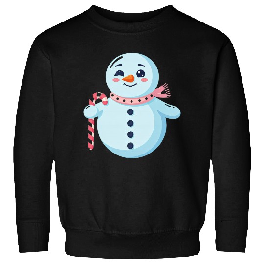 Whimsical Snowman with Candy Cane Sweatshirts