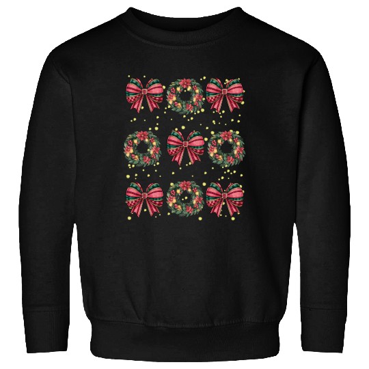 Christmas wreath, Christmas Coquette Bow Sweatshirts