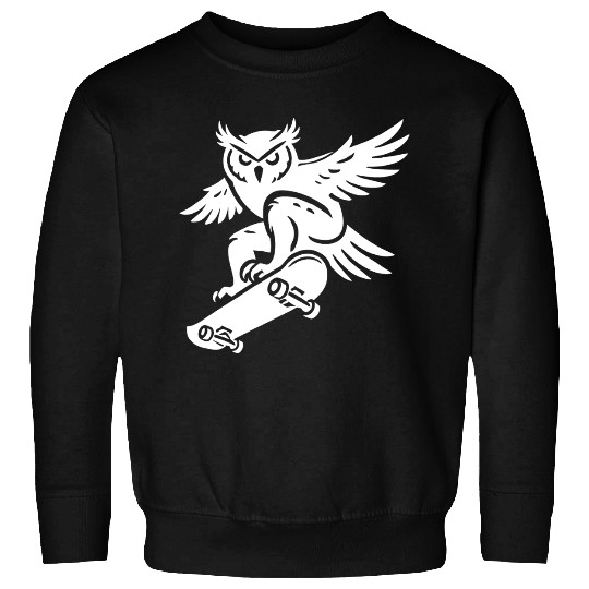 Snow Owl Skateboard Silhouette Minimalist Style Sweatshirts
