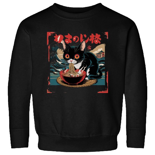 Funny Cat Ramen Japanese Cute Cat Sweatshirts