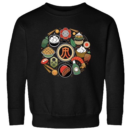 Japanese Cuisine Circle Retro Design Sweatshirts