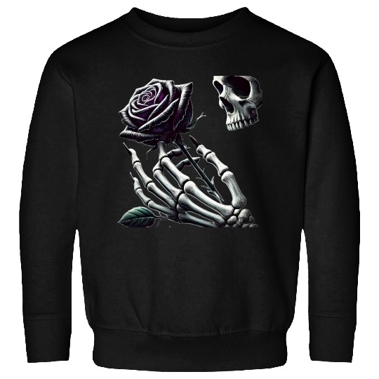 Skeleton Hand Holding a Poisonous Rose Sweatshirts