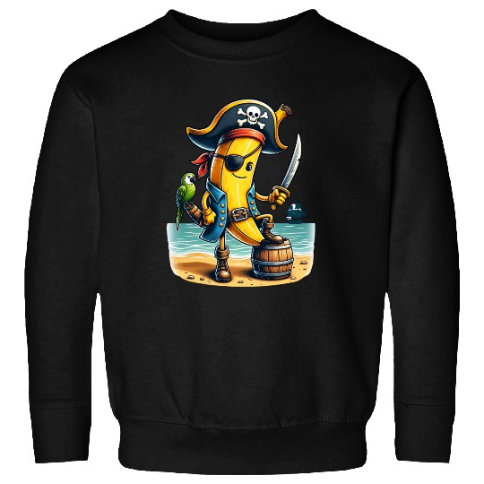 Pirate Banana Adventure Vibe on Tropical Beach Sweatshirts