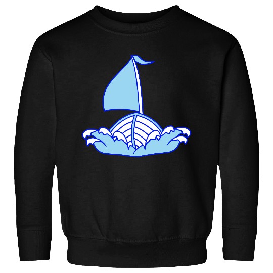 Fast Sailboat Waves Sailing Drawing Cartoon Comic Sweatshirts