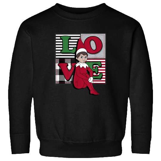 Elf on the Shelf Christmas Love Stacked Plaid Sweatshirts