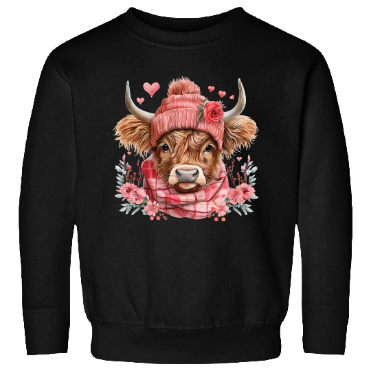 Cute Highland Cow Valentines Day Sweatshirts