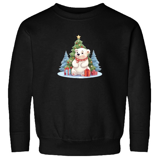 Christmas Polar Bear with Christmas Tree Sweatshirts
