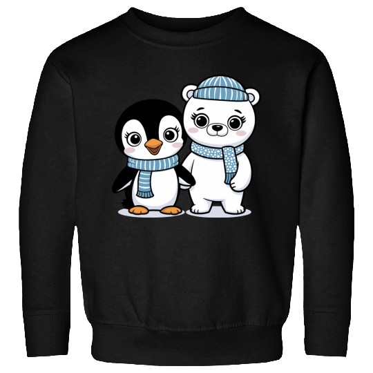 Happy Penguin and Polar Bear Best Friends Sweatshirts