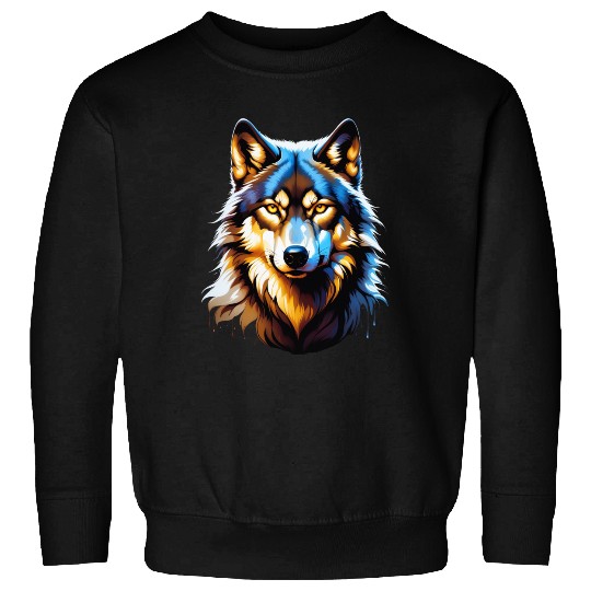 Isolated Lone Wolf Head Ink Design Sweatshirts
