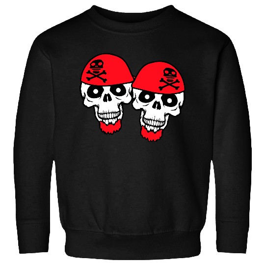 2 Pirate Skull Skeleton Halloween Two Friends Team Sweatshirts