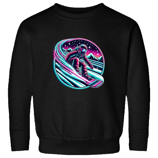 Epic Neon Snowboarding Adventure Under Starry Sky Sweatshirts